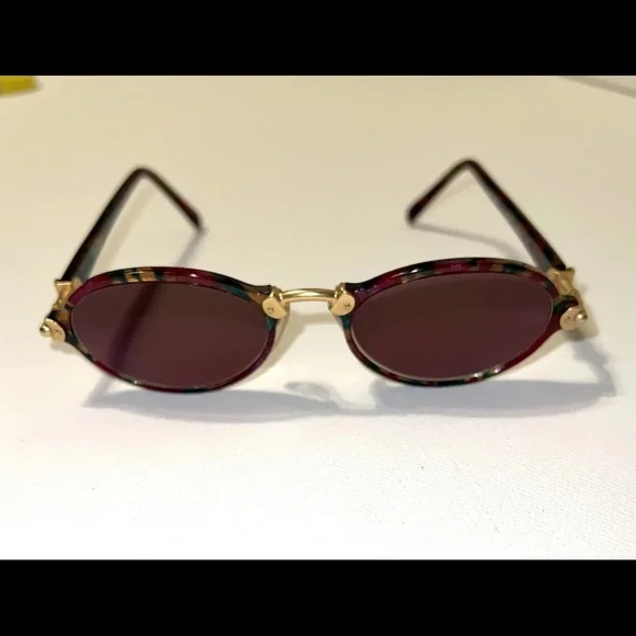 Vintage Jacomo Womens Italy Sunglasses Round Tortoise Teal Designer Gold Brass - Picture 3 of 10